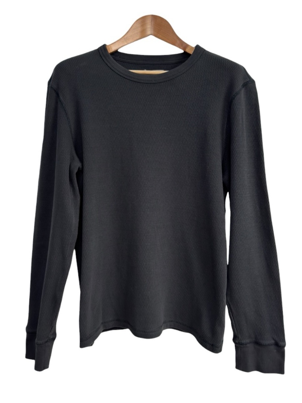 Taylor Stitch The Organic Cotton Crew Faded Black Waffle Thermal Size 38 Small